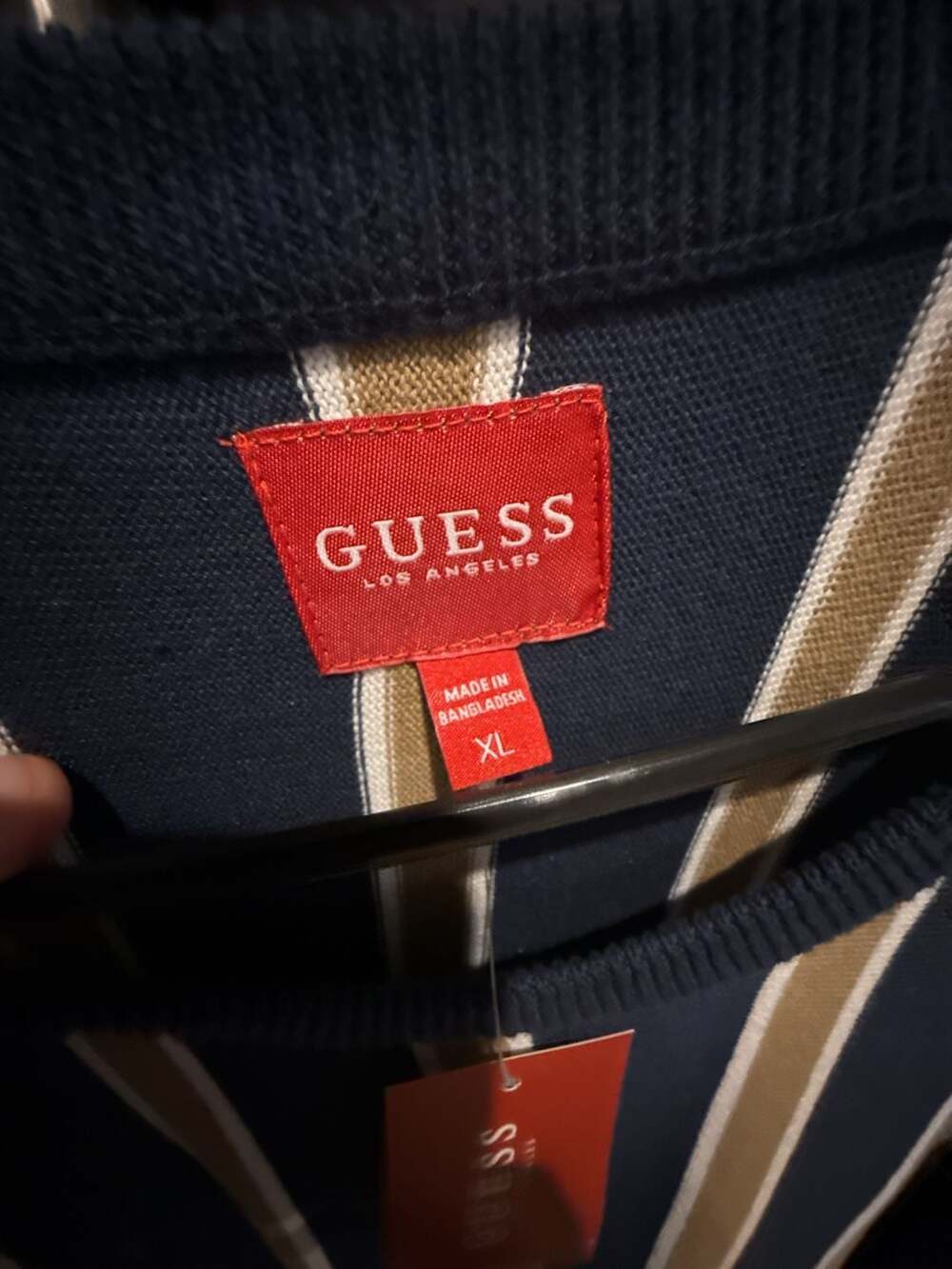 Guess Los Angeles Striped Knit T-Shirt XL - Picture 2 of 3